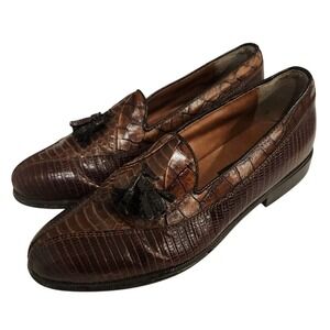 Stacy Adams Exotic Snake Skin Leather Tassel‎ Loafers Shoes Mens Dress US 9.5